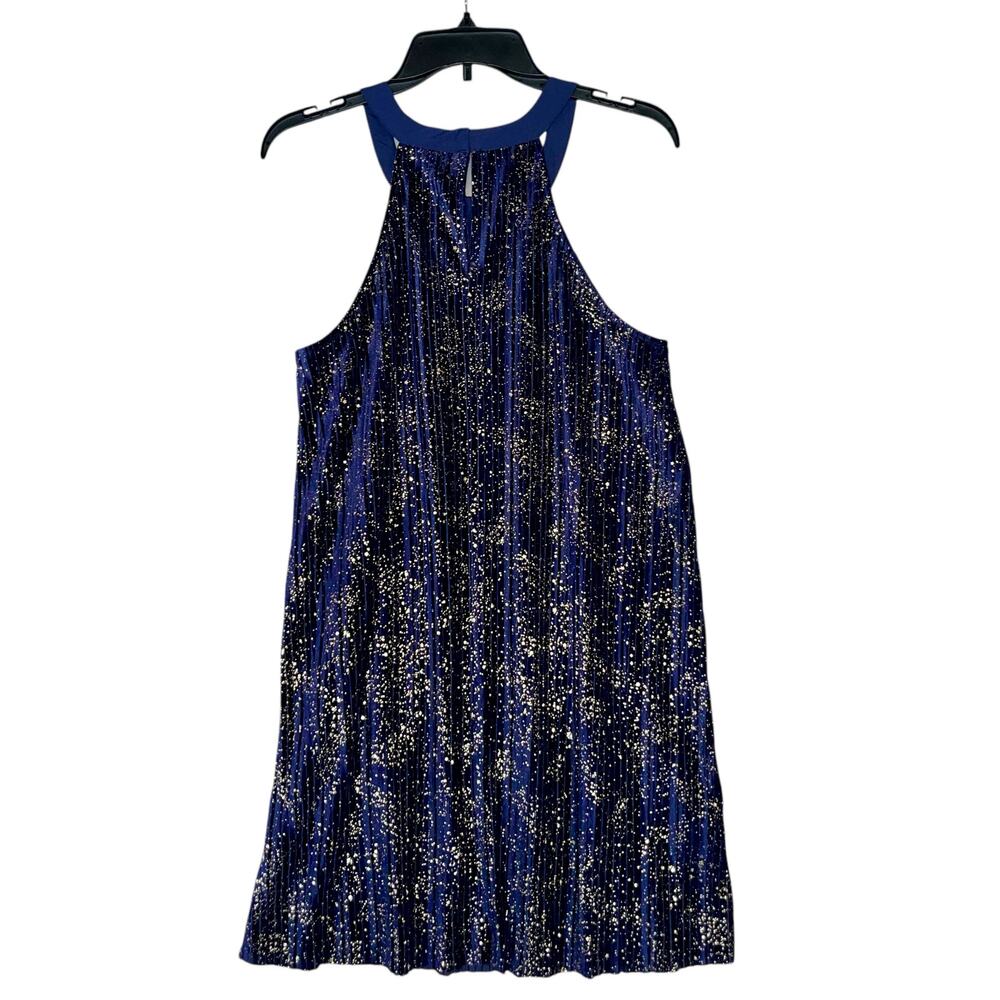 Velvet Pleated Mini Dress Metallic - Picture 3 of 9